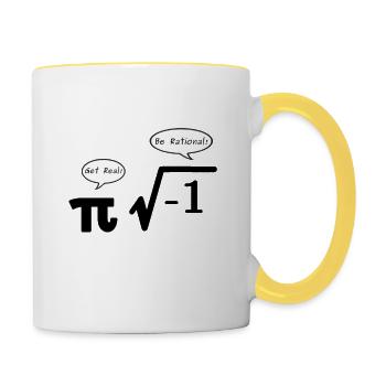 Get Real - Be Rational Pi und Wurzel Zeichen Nerd - Tasse zweifarbig - Weiß/Gelb - Rechts