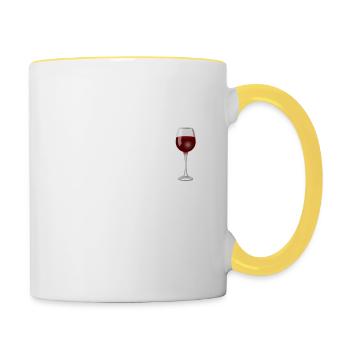 drink wine and pet my samoyed - Contrasting Mug - white/yellow - Right