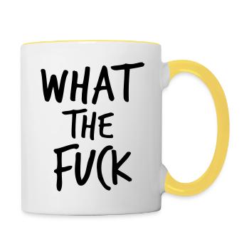 What the Fuck !!! - Tasse zweifarbig - Weiß/Gelb - Rechts