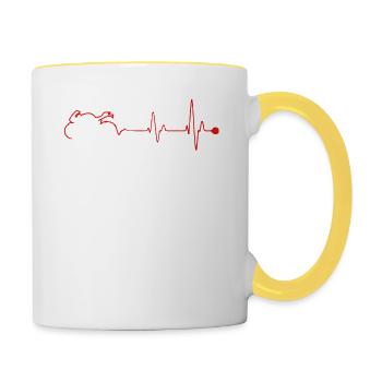 Motorcycle Love Heartbeat Gift ECG Puls Biker - Contrasting Mug - white/yellow - Right