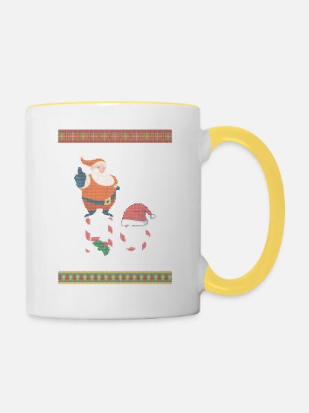 Santa Ho - Tasse zweifarbig - Weiß/Gelb