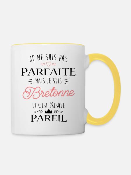 Bretonne Parfaite - Mug contrasté - blanc/jaune