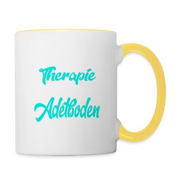 Therapie Adelboden Skifahren Skifahrer Skiresort G - Tasse zweifarbig - Weiß/Gelb - Rechts