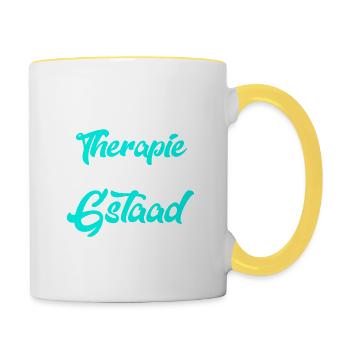 Therapie Gstaad Skifahren Skifahrer Skiresort Gesc - Tasse zweifarbig - Weiß/Gelb - Rechts
