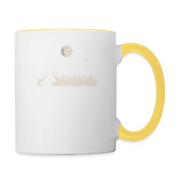 Lune asiatique et lapins gothique japonais cadeau - Mug contrasté - blanc/jaune - Droite