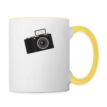 Fotograf - Kamera - Fotografieren - Geschenk - Tasse zweifarbig - Weiß/Gelb - Rechts