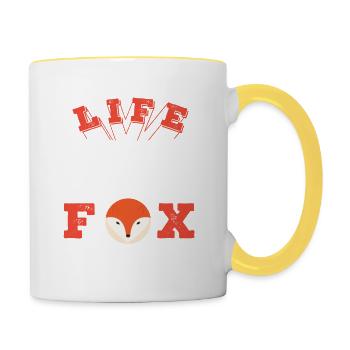 Life Is Better With A Fox - Tasse zweifarbig - Weiß/Gelb - Rechts