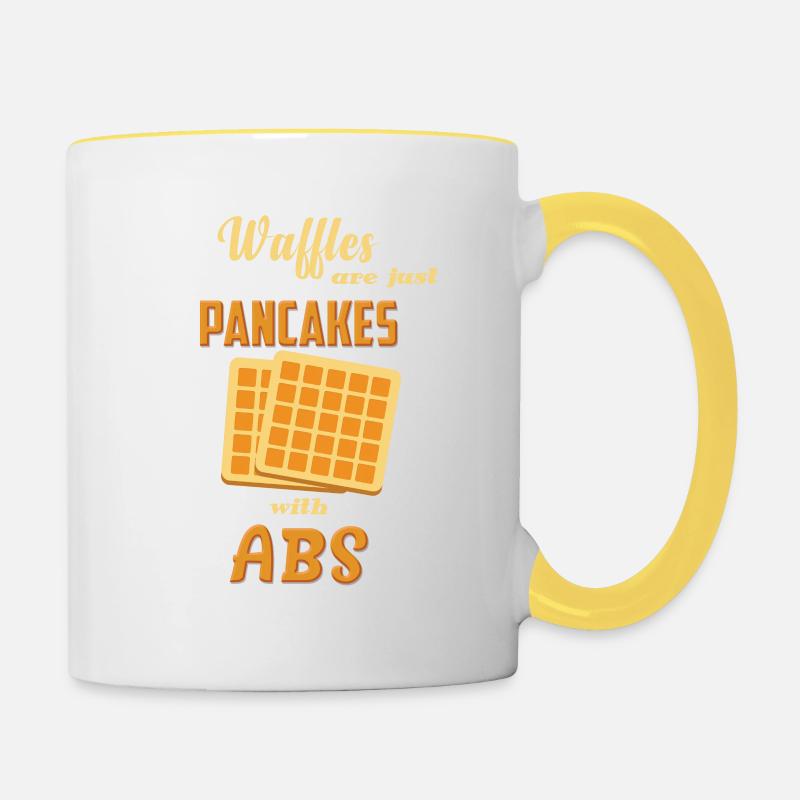WAFFLE ARE JUST PANCAKES WITH ABS - Contrasting Mug - white/yellow