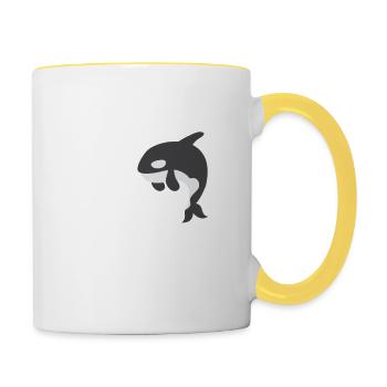 Sea Panda gift for Orca Whale Lovers - Contrasting Mug - white/yellow - Right