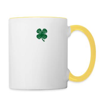 I bière de trèfle St. Patricks Day Funny irlandais - Mug contrasté - blanc/jaune - Droite
