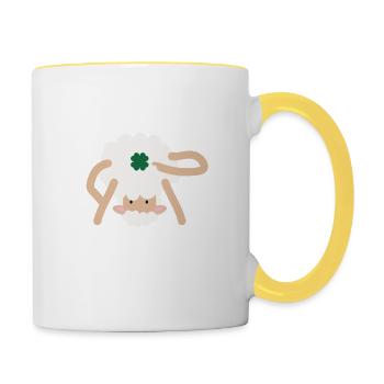 Küssen Sie mich im irischen Schaf Lustiges Wort-Wort St. Patricks - Tasse zweifarbig - Weiß/Gelb - Rechts