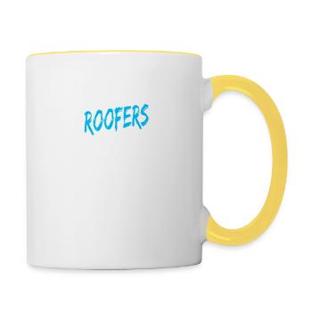 Master roofer roofer beard gift - Contrasting Mug - white/yellow - Right
