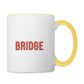Eat sleep Bridge Repeat - Funny Gift - Tasse zweifarbig - Weiß/Gelb - Rechts