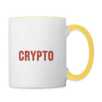 Eat sleep Crypto Repeat - Funny Gift - Tasse zweifarbig - Weiß/Gelb - Rechts