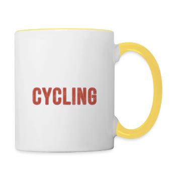 Eat sleep Cycling Repeat - Funny Gift - Tasse zweifarbig - Weiß/Gelb - Rechts