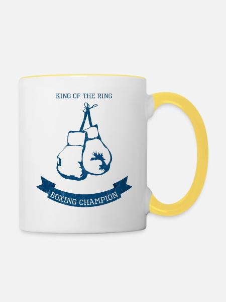Boxen - Boxhandschuh - Champion - Boxer - Geschenk - Tasse zweifarbig - Weiß/Gelb