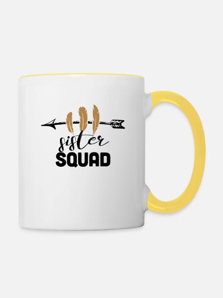 sister squad - Tasse zweifarbig - Weiß/Gelb