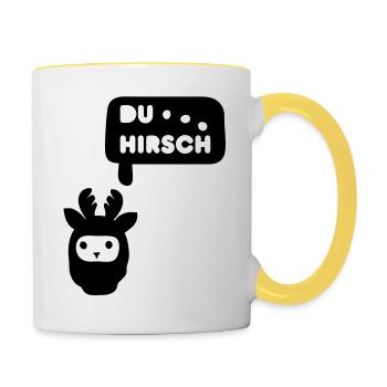 du hirsch - Tasse zweifarbig - Weiß/Gelb - Rechts