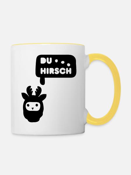 du hirsch - Tasse zweifarbig - Weiß/Gelb
