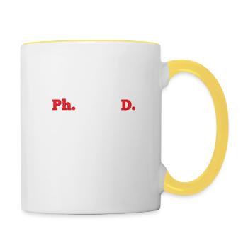 Ph.inisheD. cadeau pour les médecins - Mug contrasté - blanc/jaune - Droite