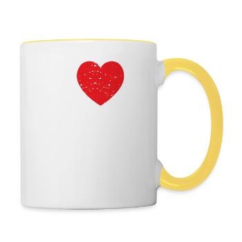 I Love Tlv Tel Aviv With Distressed Heart Jews - Contrasting Mug - white/yellow - Right
