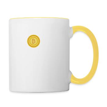 Vous a dit si Bitcoin Digital Cryptomonnaie Humour - Mug contrasté - blanc/jaune - Droite