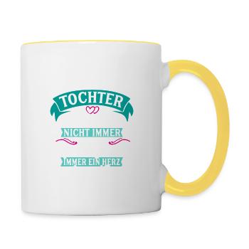 Mutter Tochter Seele Geschenk Geburtstag - Tasse zweifarbig - Weiß/Gelb - Rechts