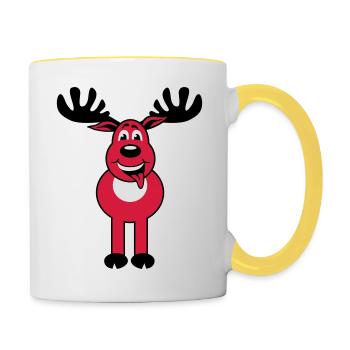 Deer Rudolph 3c Funny cartoon character - Contrasting Mug - white/yellow - Right