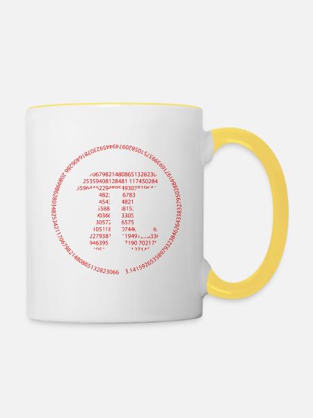 Pi - Pi Day - rot - Tasse zweifarbig - Weiß/Gelb