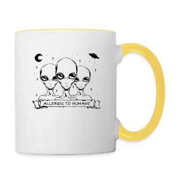 Allergique aux personnes - Misanthrope - Mug contrasté - blanc/jaune - Droite