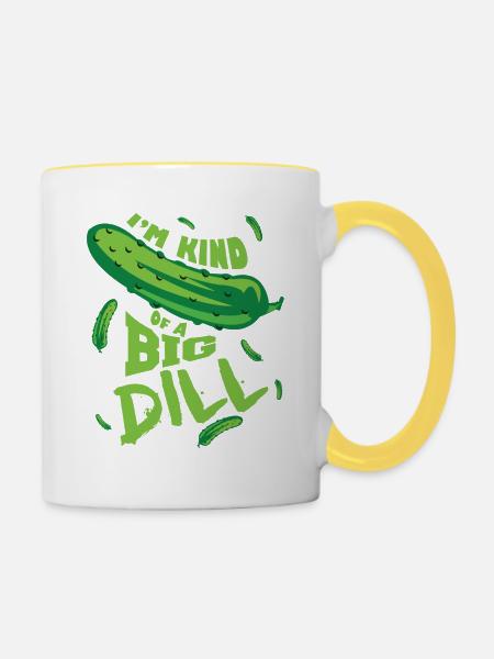 Lustige Gurke - Tasse zweifarbig - Weiß/Gelb