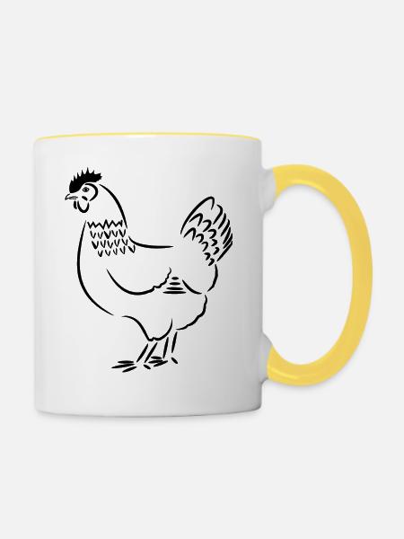 Huhn Henne - Tasse zweifarbig - Weiß/Gelb