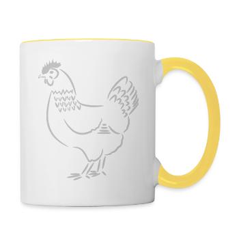 Poulet / poule - Mug contrasté - blanc/jaune - Droite