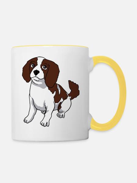 Cavalier King Charles Spaniel Hund - Tasse zweifarbig - Weiß/Gelb