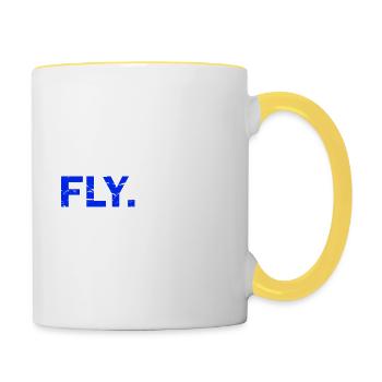 Eat Sleep Fly Répéter - Mug contrasté - blanc/jaune - Droite
