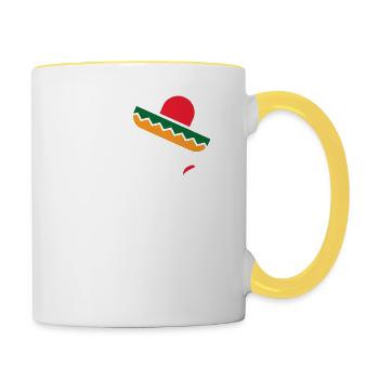 Sombrero Mustache Hedgehog Funny Cinco De Mayo - Contrasting Mug - white/yellow - Right