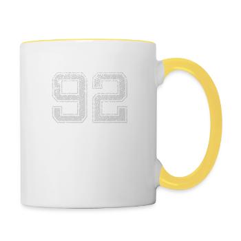 Number 92 Number Ninety-Two Nine Two Gift - Contrasting Mug - white/yellow - Right