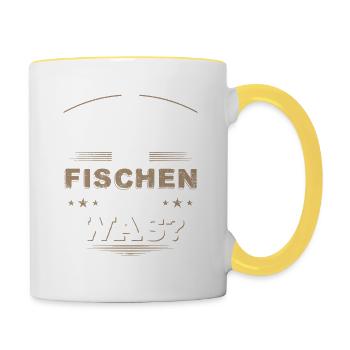 fischen, Fischer, Geschenk - Tasse zweifarbig - Weiß/Gelb - Rechts
