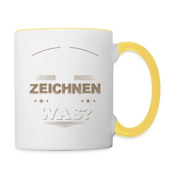 Zeichnen, Zeichner, technischer Zeichner, Geschenk - Tasse zweifarbig - Weiß/Gelb - Rechts