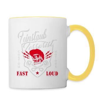 Feinstaub Terrorist das Diesel Fahrverbot - Tasse zweifarbig - Weiß/Gelb - Rechts