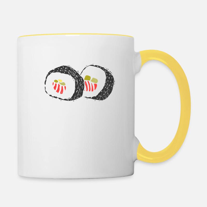 I need sushi - Contrasting Mug - white/yellow