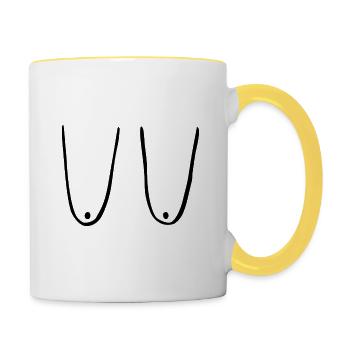 Hanging tits - Contrasting Mug - white/yellow - Right