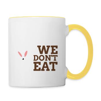 Animals are our Friends - We Do not Eat - Contrasting Mug - white/yellow - Right