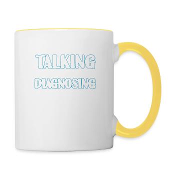 Continuez à parler, je vous diagnostique le cadeau de T-shirt - Mug contrasté - blanc/jaune - Droite