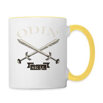 Wikinger skal Odin T-shirt - Tasse zweifarbig - Weiß/Gelb - Rechts