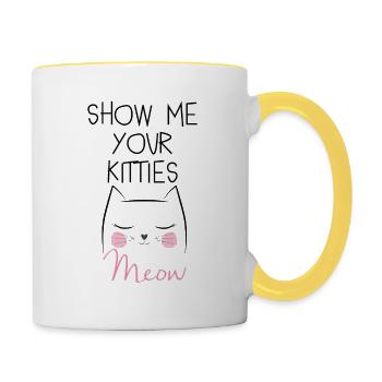 Show Me Your Kitties - Contrasting Mug - white/yellow - Right