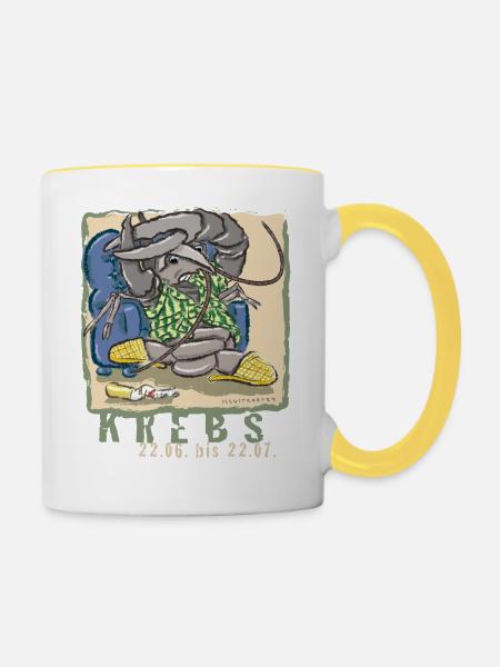 Sternzeichen-Krebs - Tasse zweifarbig - Weiß/Gelb