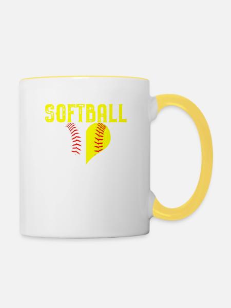 Softball Mom Liebe Geschenk - Tasse zweifarbig - Weiß/Gelb