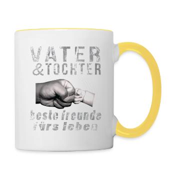 vater tochter beste freunde furs leben Vatertag, - Tasse zweifarbig - Weiß/Gelb - Rechts