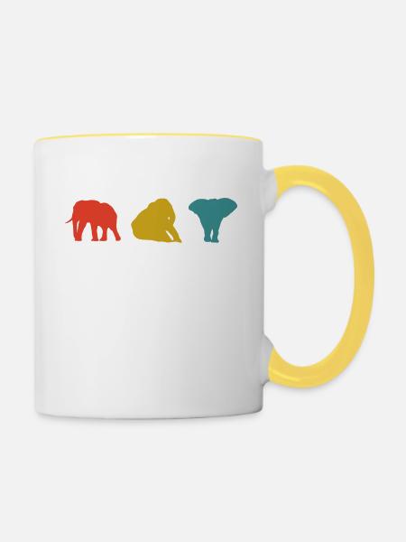 Retro Elephants Lover - Tasse zweifarbig - Weiß/Gelb